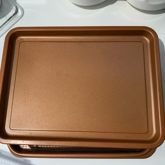 2 pack Copper Chef Oven Air Fryer Crisper Non-Stick Tray Sets - Dishwasher Safe - Picture 5 of 13